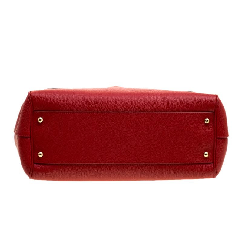 Dolce and Gabbana Red Leather Large Miss Sicily Top Handle Bag 6