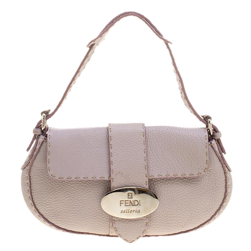 Fendi Lilac Leather Selleria Shoulder Bag