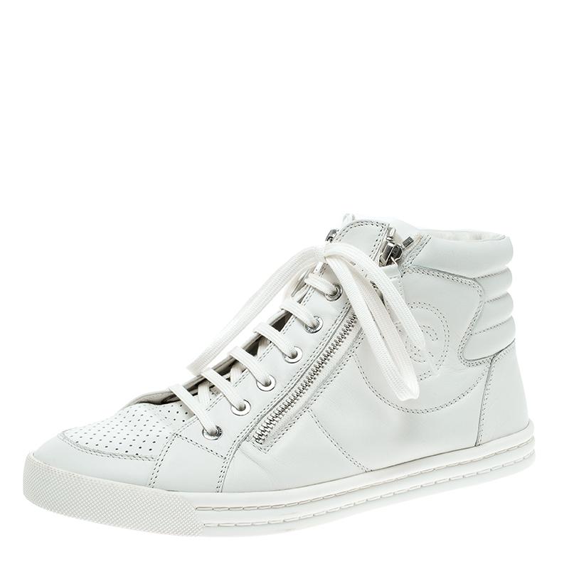 chanel white leather sneakers