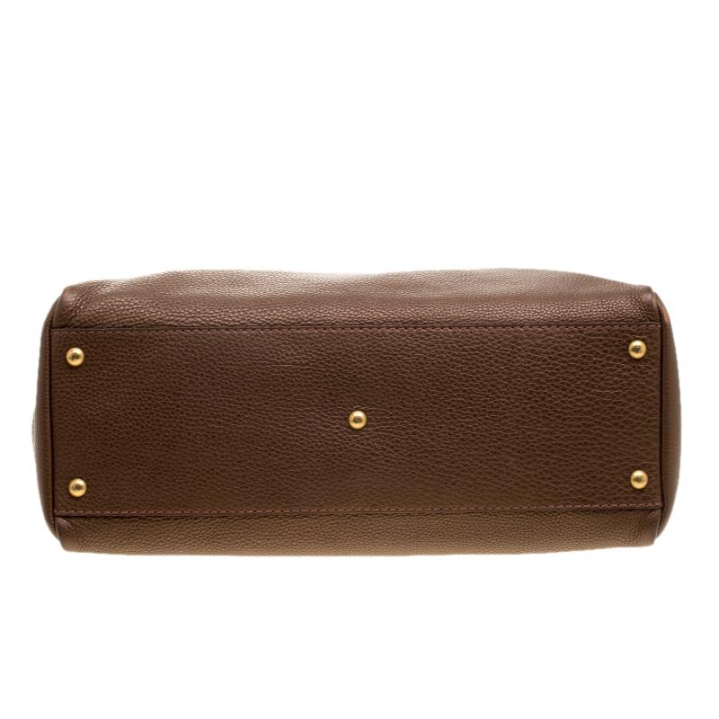 Women's Fendi Brown Leather Large Peekaboo Top Handle Bag