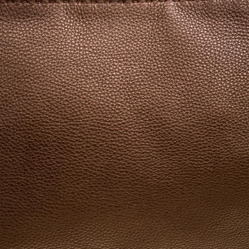 Fendi Brown Leather Large Peekaboo Top Handle Bag 1