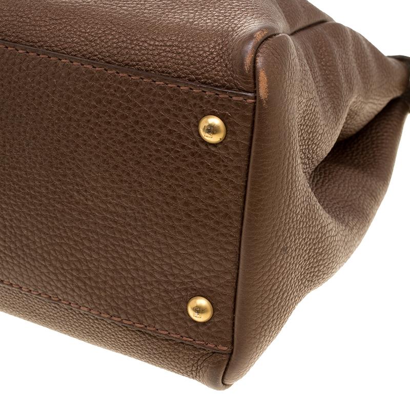 Fendi Brown Leather Large Peekaboo Top Handle Bag 6