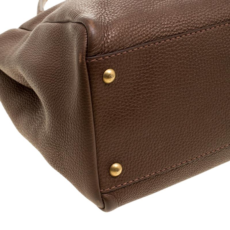 Fendi Brown Leather Large Peekaboo Top Handle Bag 7