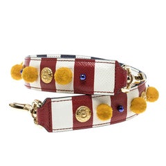 Dolce and Gabbana Multicolor Striped Leather Embellished Shoulder Strap
