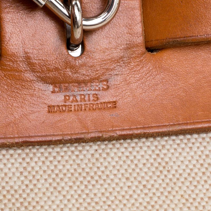 Hermes Tan/Beige Canvas and Leather Herbag 35 Bag 3