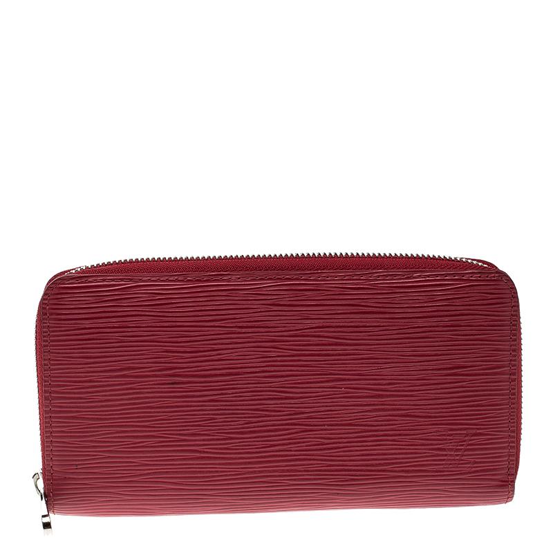 Brown Louis Vuitton Red Epi Leather Zippy Wallet