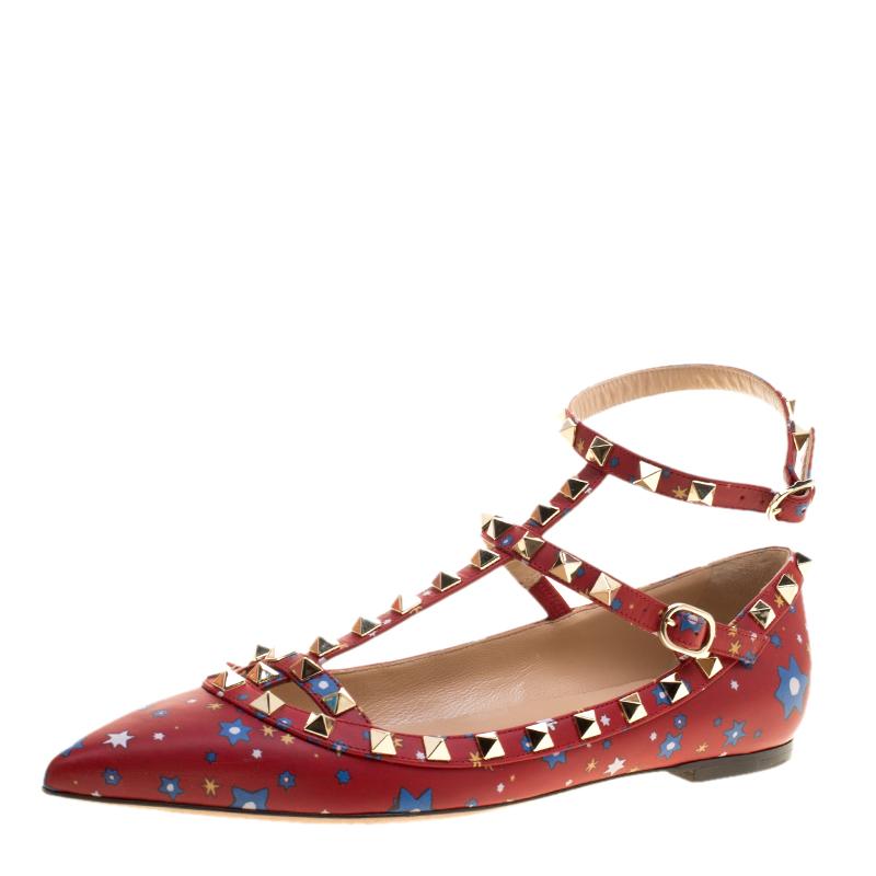 valentino rockstud flats red