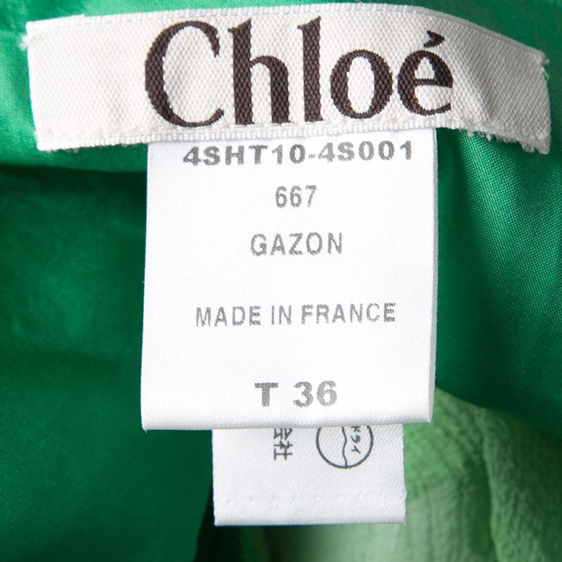 Women's Chloe Green Pleated Crinkled Chiffon Noodle Strap Top S