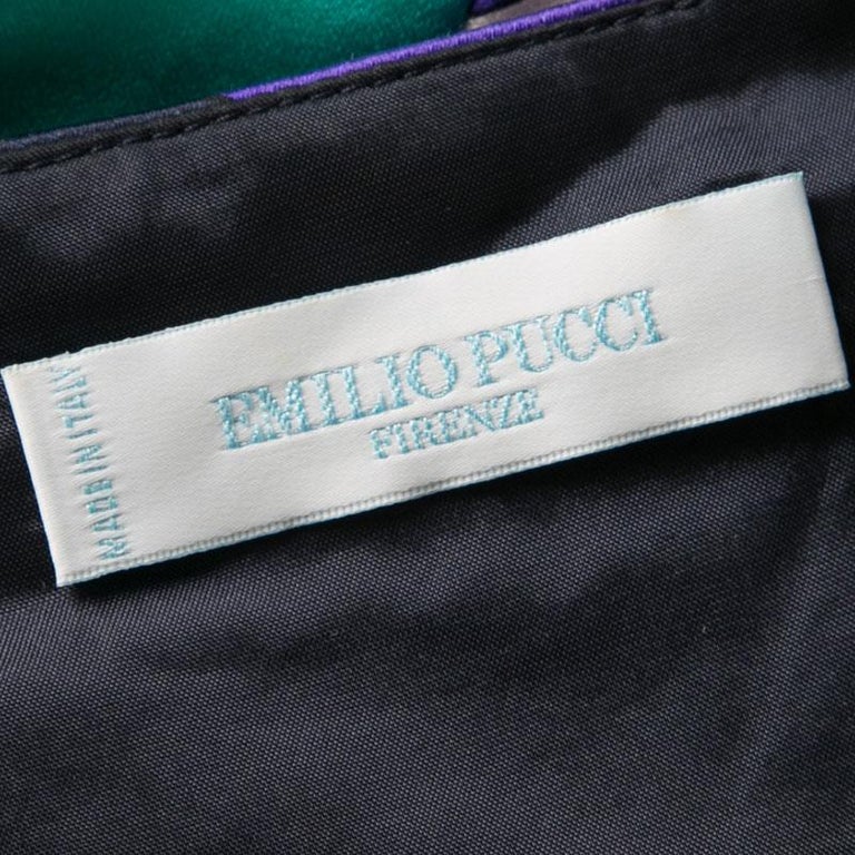 Emilio Pucci Geometric Printed Satin Pocket Detail Shift Dress S For ...