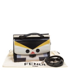 Fendi Black Textured Leather Mini Demi Jour Penguin Shoulder Bag