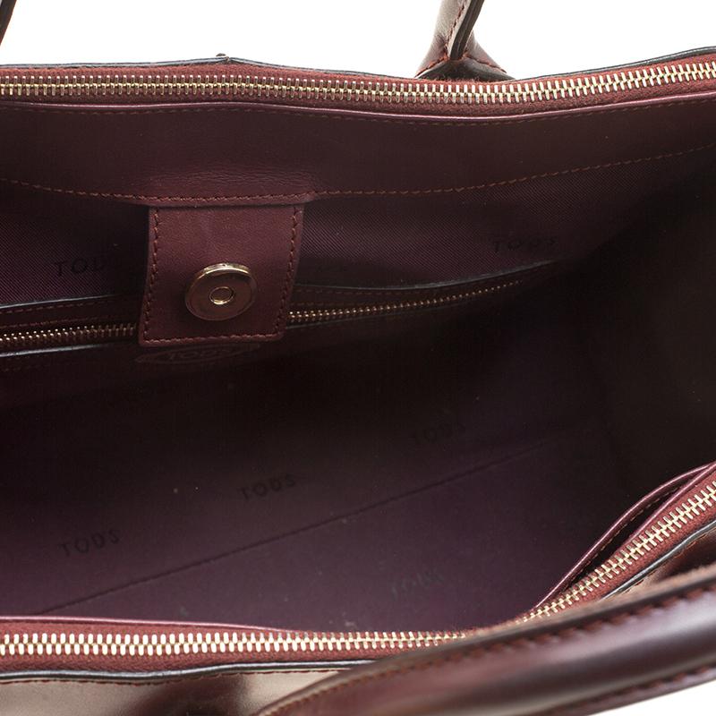 Tod's Burgundy Leather D-Styling Shopper Tote 1