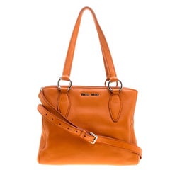 Miu Miu Orange Vitello Phoenix Leather Tote