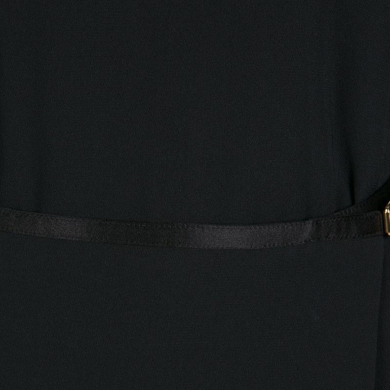 Women's Tom Ford Black Silk Wrap Front Long Sleeve Maxi Dress S