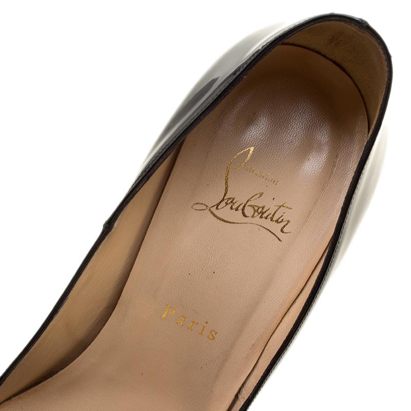 Christian Louboutin Black Patent Leather Lady Peep Toe Platform Pumps Size 40 3