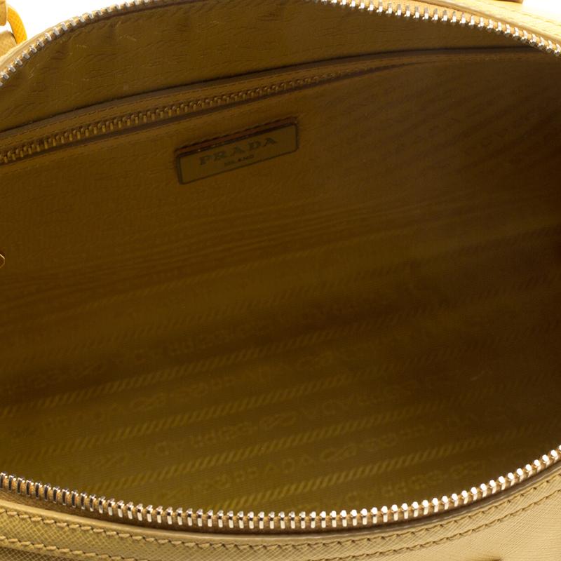 Prada Yellow Saffiano Leather Bauletto Satchel 1