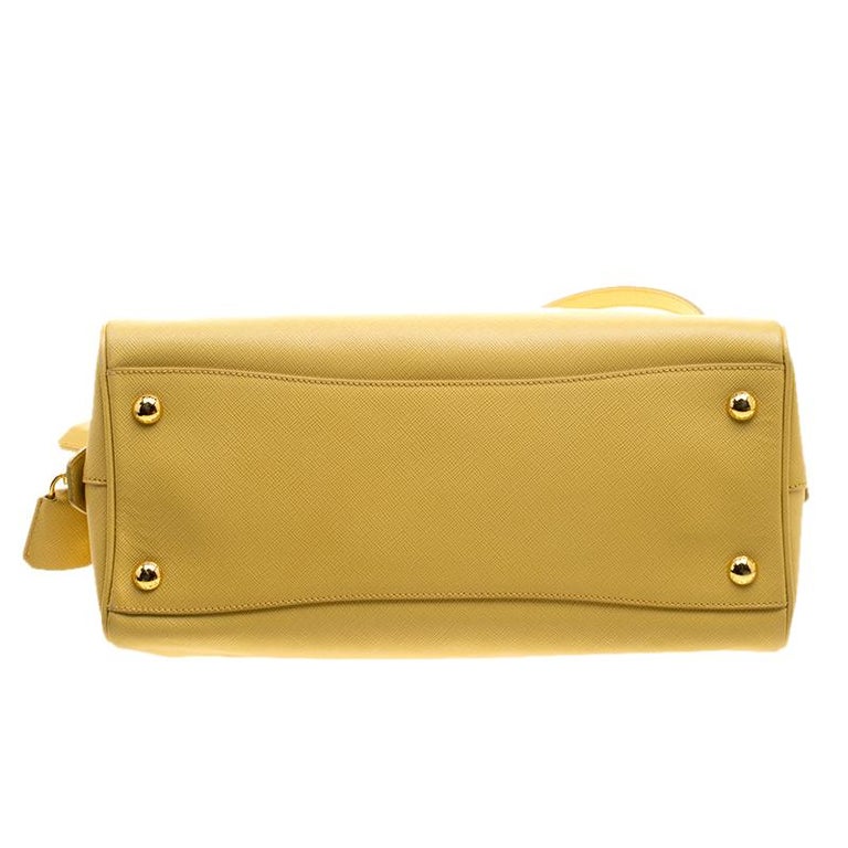 Prada Bauletto Bag Saffiano Leather Medium Yellow 2162912