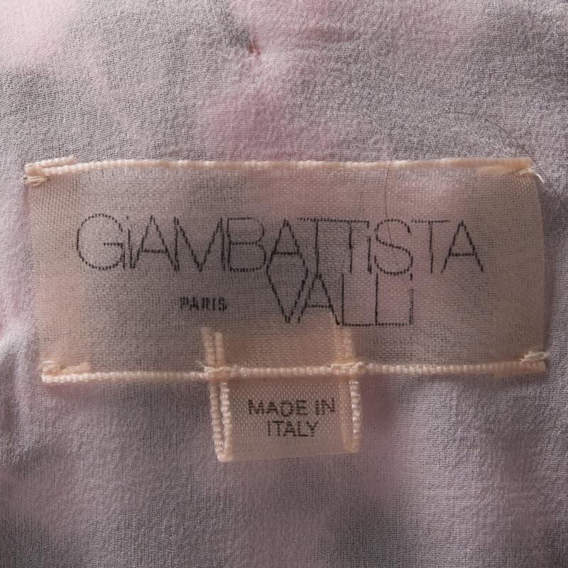 Women's Giambattista Valli Floral Lace Cutout Waist Detail Plisse Maxi Dress M