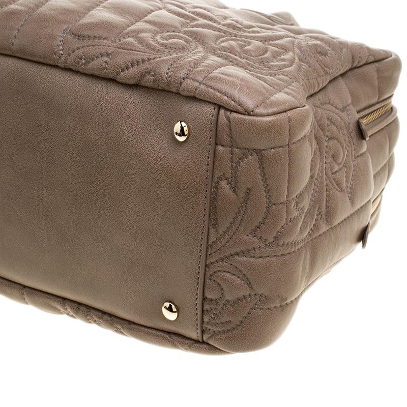 Versace Brown Leather Demetra Vanitas Top Handle Bag 1