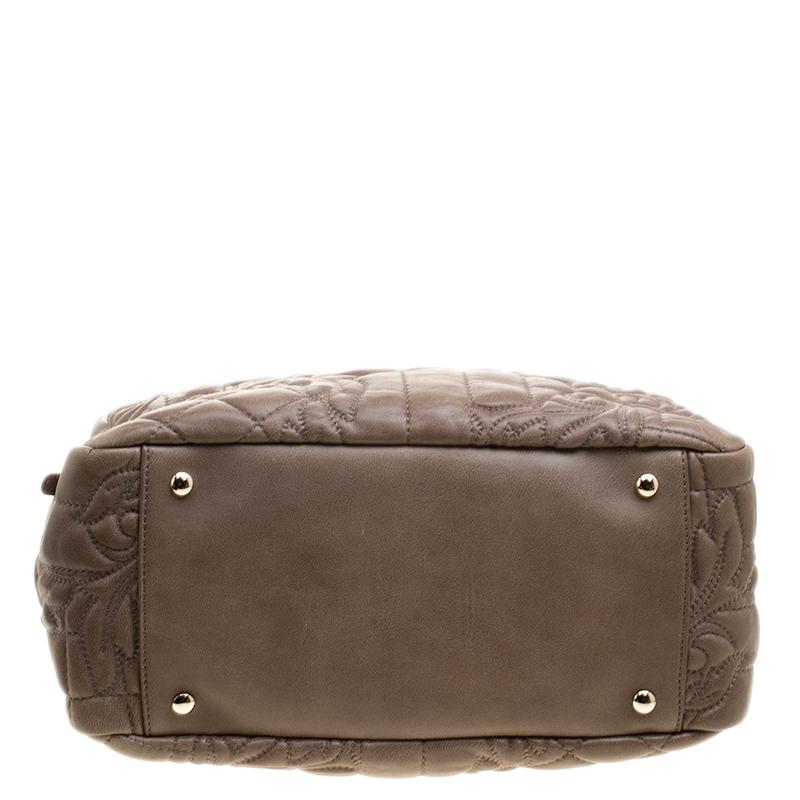 Versace Brown Leather Demetra Vanitas Top Handle Bag 2