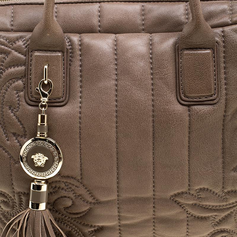 Versace Brown Leather Demetra Vanitas Top Handle Bag 3
