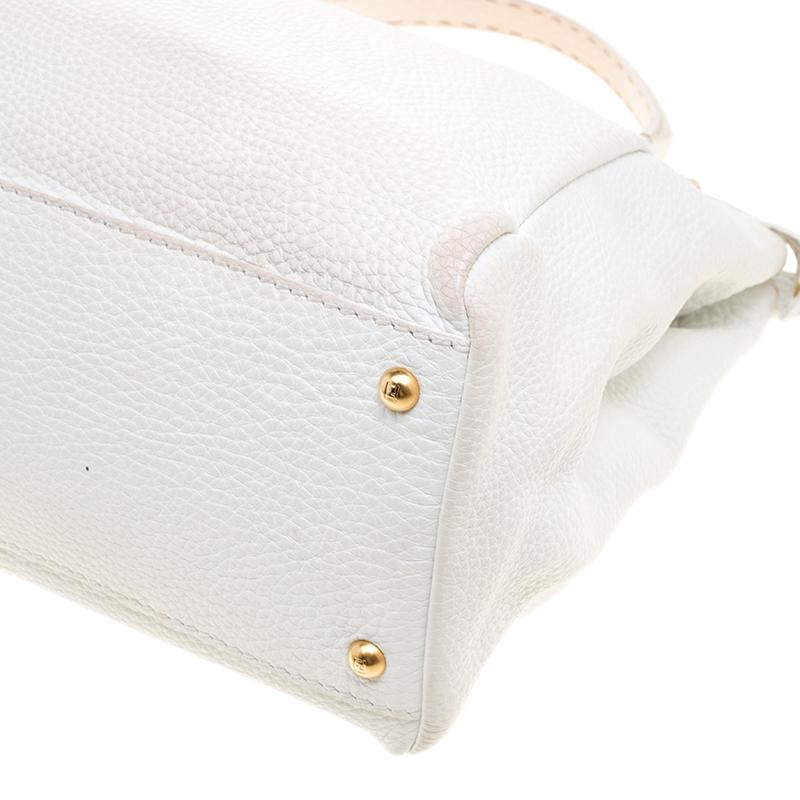 Fendi White Leather Large Peekaboo Top Handle Bag 2