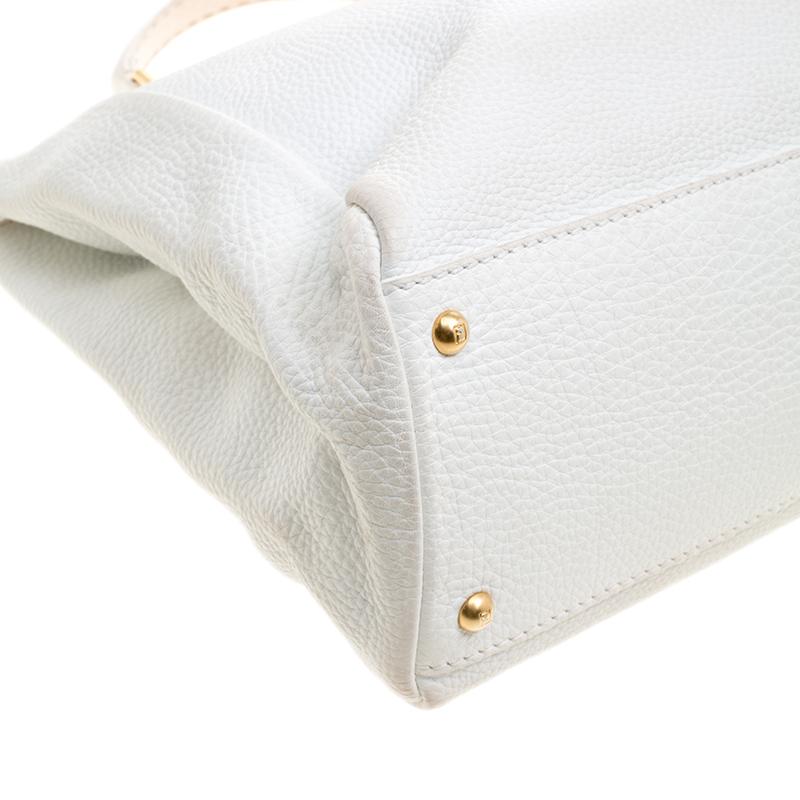 Women's Fendi White Leather Large Peekaboo Top Handle Bag