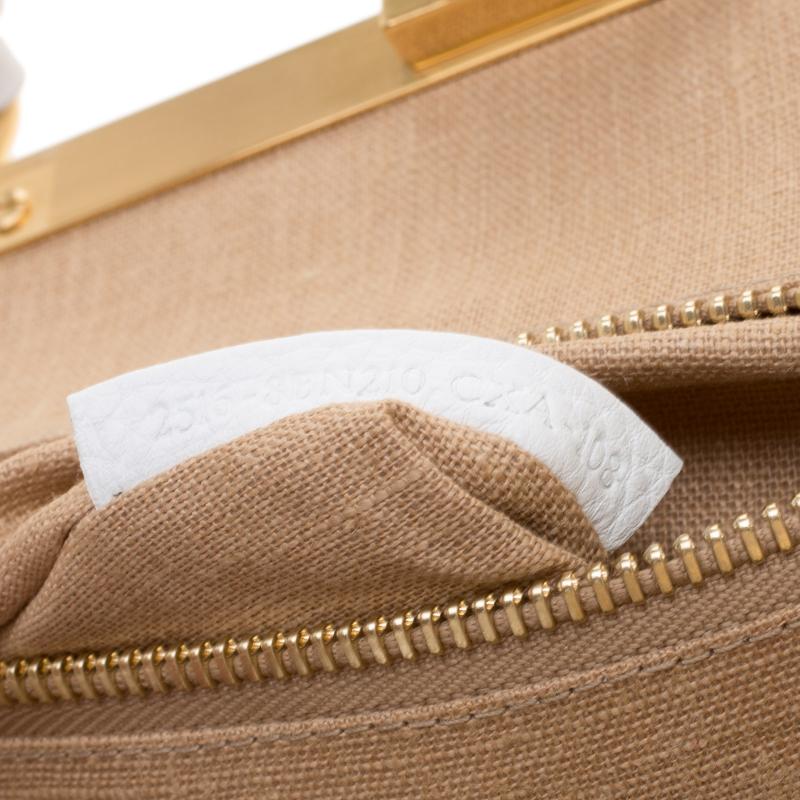 Fendi White Leather Large Peekaboo Top Handle Bag 3