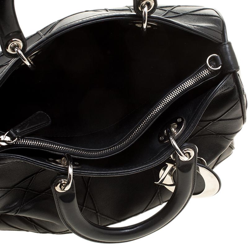 Dior Black Cannage Leather Granville Polochon Satchel 1