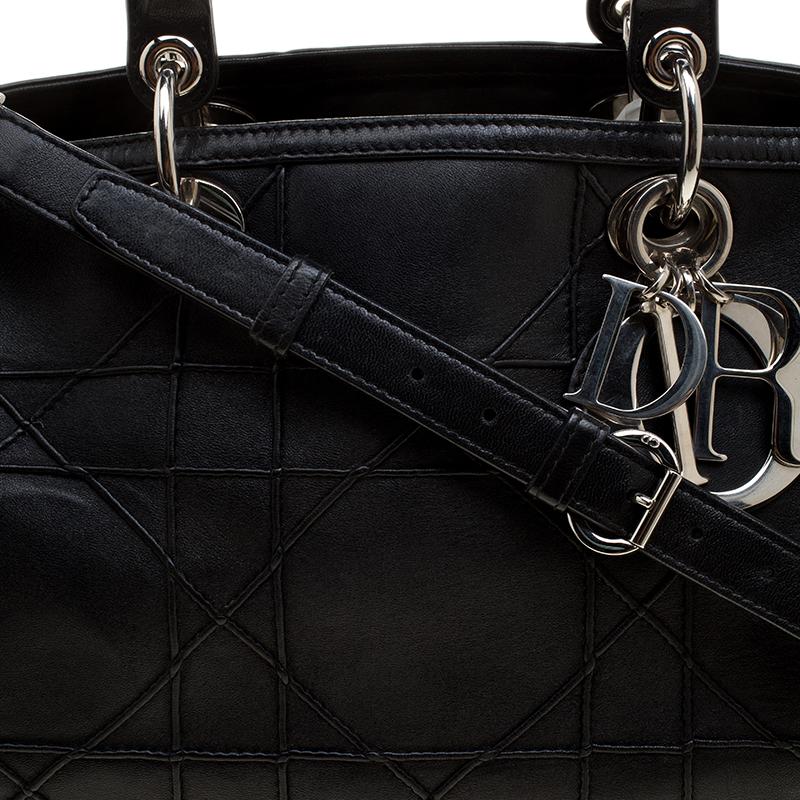 Dior Black Cannage Leather Granville Polochon Satchel 7