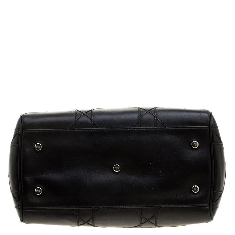 Dior Black Cannage Leather Granville Polochon Satchel 5