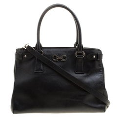 Salvatore Ferragamo Black Leather Batik Tote