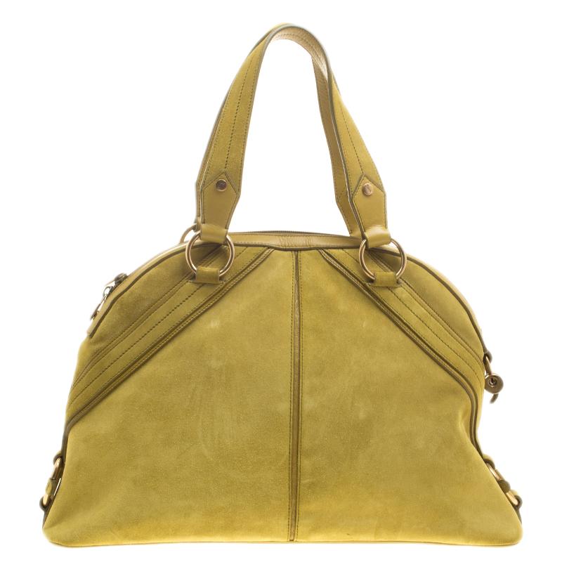 Saint Laurent Yellow Suede Large Muse Bag
