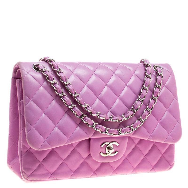 Chanel Lilac Quilted Leather Jumbo Classic Double Flap Bag 1