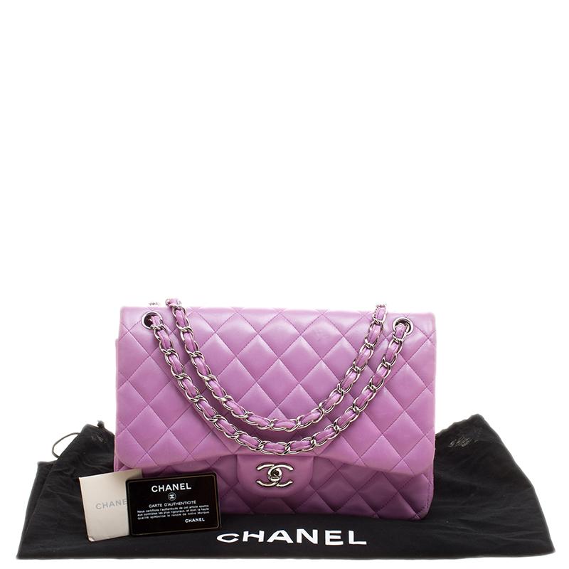 Chanel Lilac Quilted Leather Jumbo Classic Double Flap Bag 4
