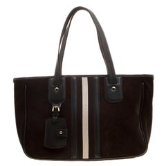 Bally Black Suede and Leather Web Tote