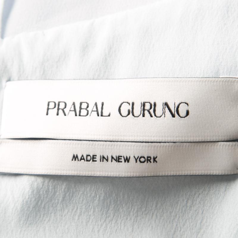 Prabal Gurung Powder Blue Sheer Sleeve Side Button Detail Dress M 1