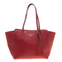 Gucci Red Leather Small Swing Tote