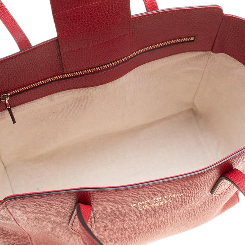 Gucci Red Leather Small Swing Tote 4