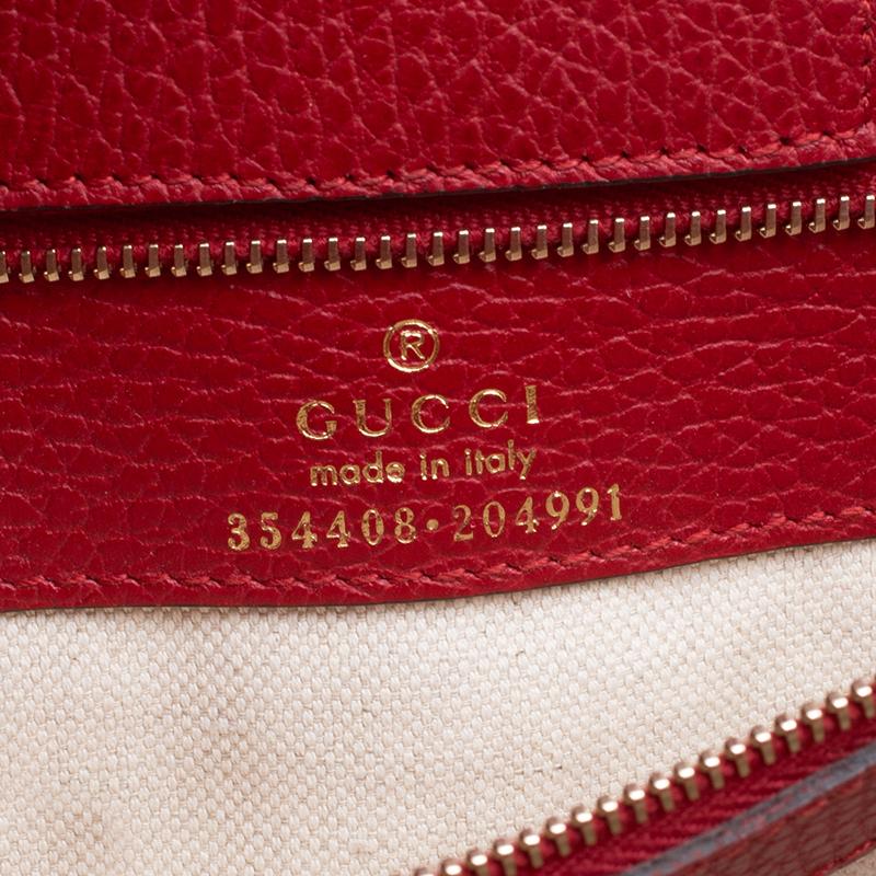 Gucci Red Leather Small Swing Tote 7