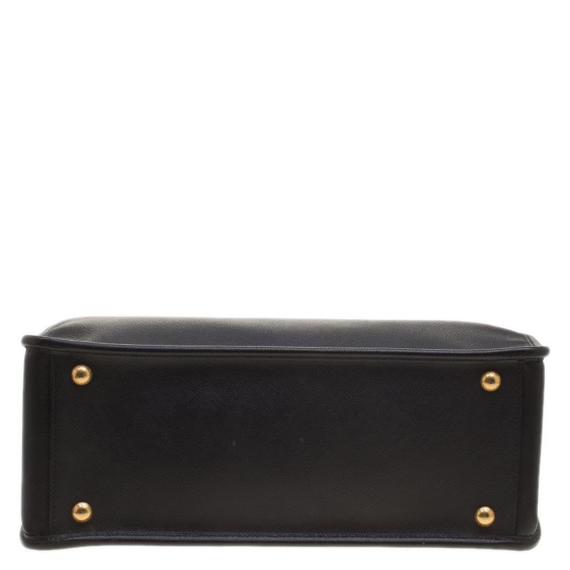 Prada Black Saffiano Lux Leather Frame Top Handle Bag 5