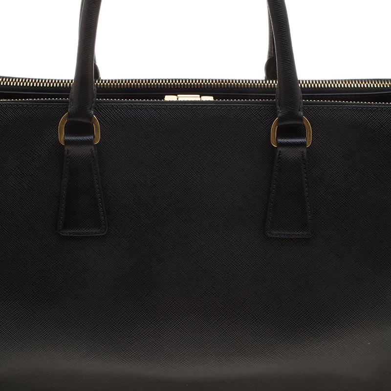 Prada Black Saffiano Lux Leather Frame Top Handle Bag 7