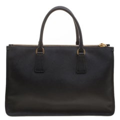 Prada Black Saffiano Lux Leather Frame Top Handle Bag