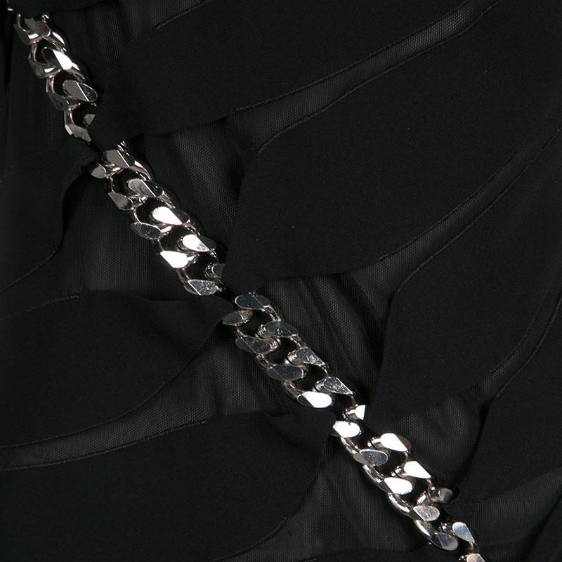 Tom Ford Black Cutout Detail Chain Embellished One Shoulder Dress M 1