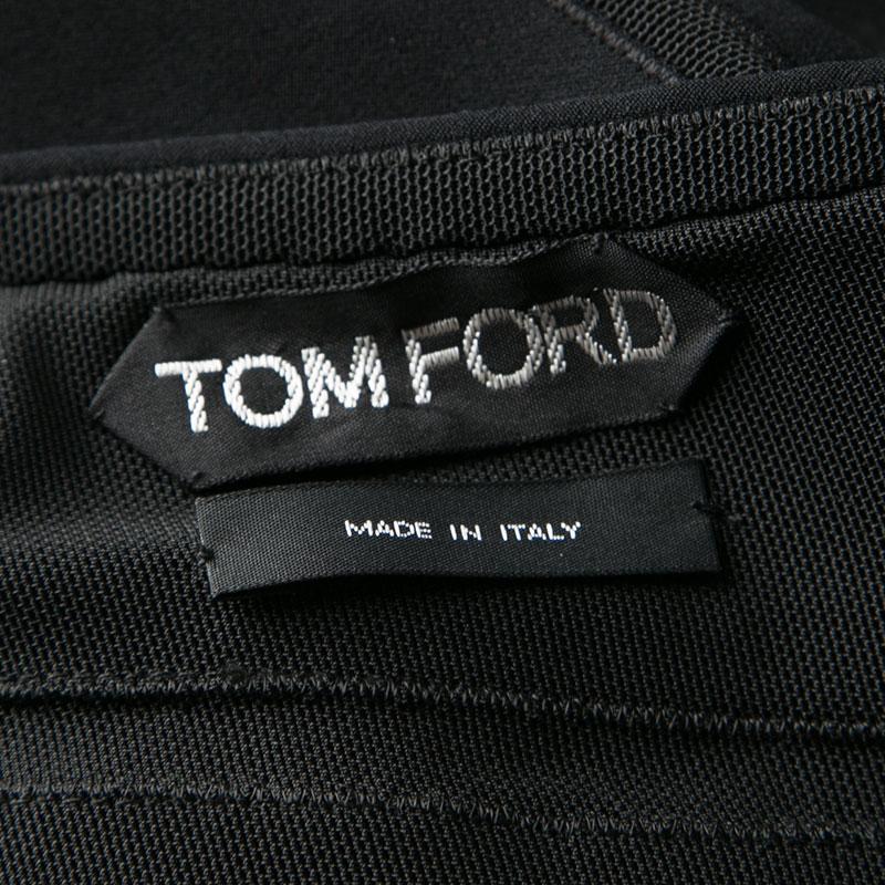 Women's Tom Ford Black Cutout Detail Chain Embellished One Shoulder Dress M