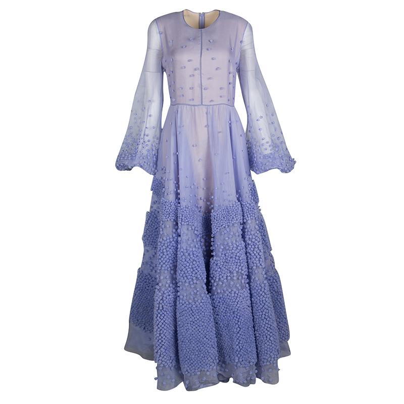 Roksanda Ilincic Limited Edition Lilac Silk Bobble Embellished Viola Gown