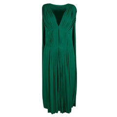 Alexander McQueen Emerald Green Knit Pleated Sleeveless Midi Dress M