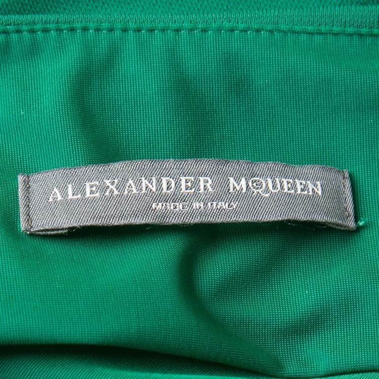 Alexander McQueen Emerald Green Knit Pleated Sleeveless Midi Dress M at ...