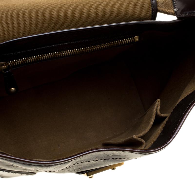 Louis Vuitton Bronze/Dark Brown Monogram Embossed Leather Limited Edition Sergen In Good Condition In Dubai, Al Qouz 2