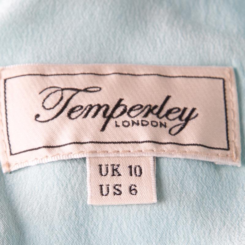Temperley London Aqua Lurex Detail Jacquard Tie Detail Verve Gown M 1