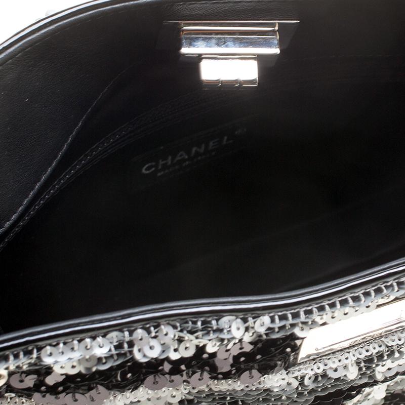 Chanel Black/Silver Stripe Sequins Reissue Shoulder Bag 4